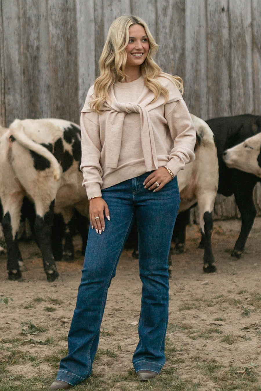 Vermont Scarf Sleeve Tie Front Sweater