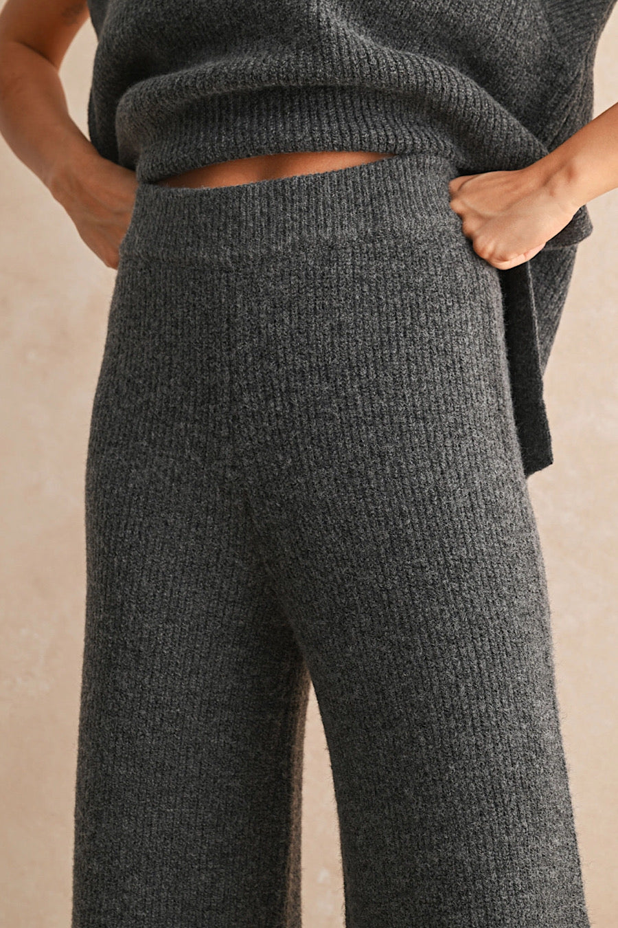 The Diane Knit Sweater Pant Charcoal