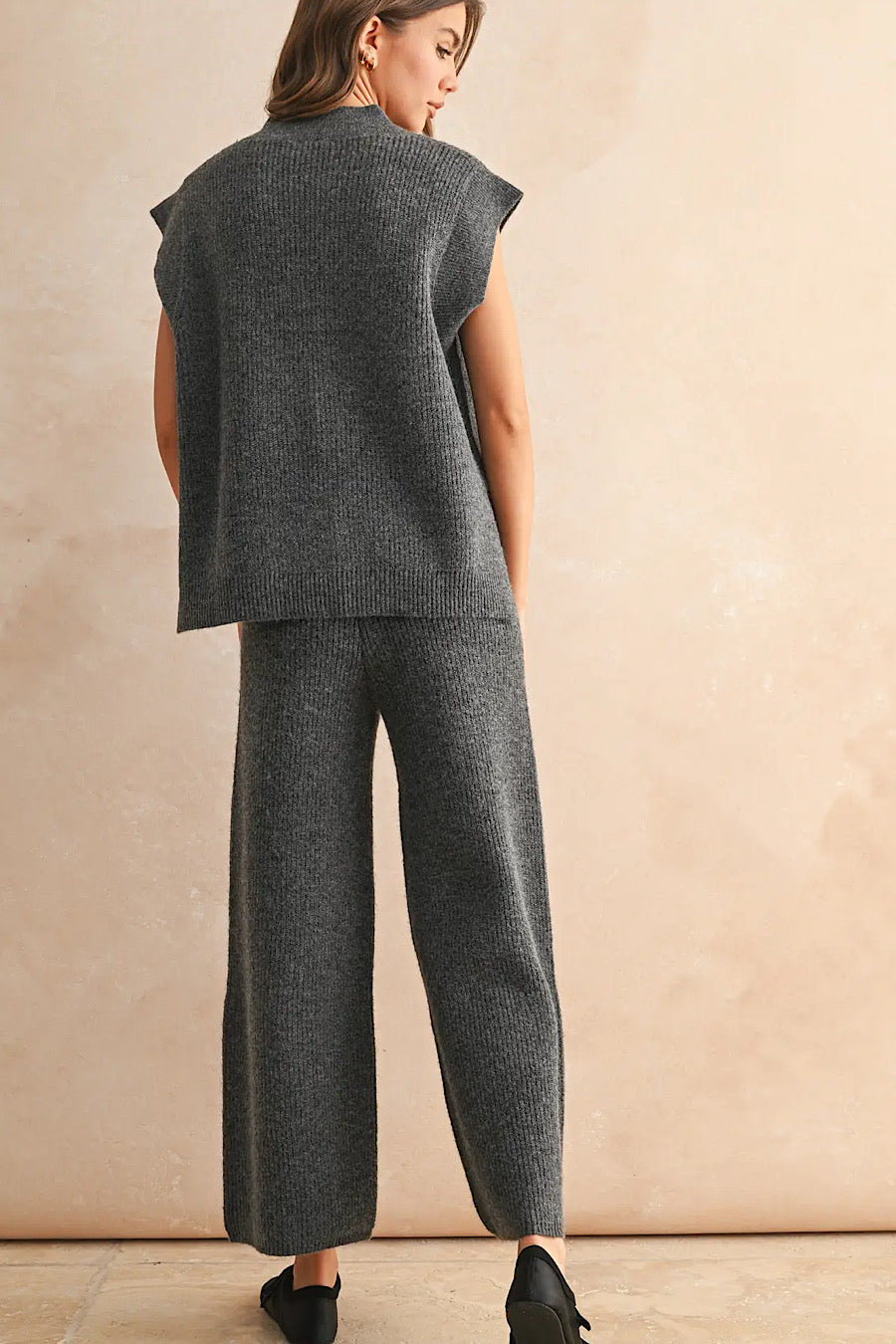 The Diane Knit V-Neck Sweater Vest or Top Charcoal