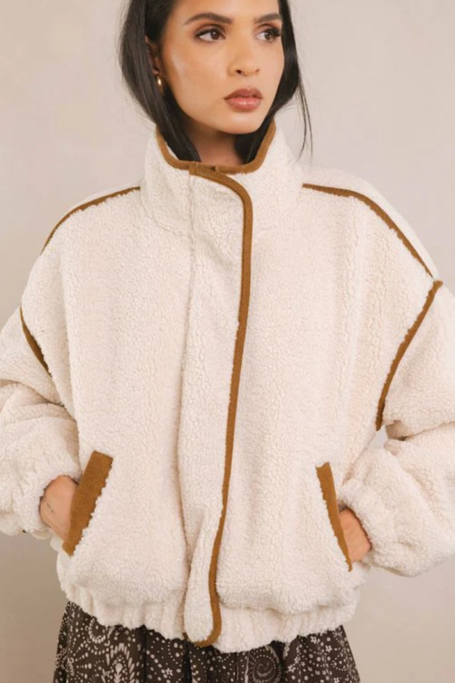 Slate Sherpa Teddy Bomber Coat