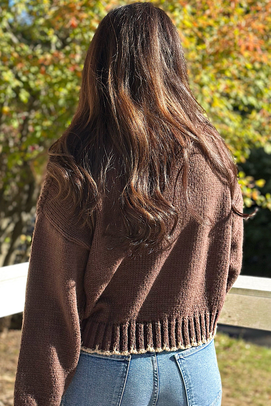 Shawna Cable Knit Contrast Stitch Sweater