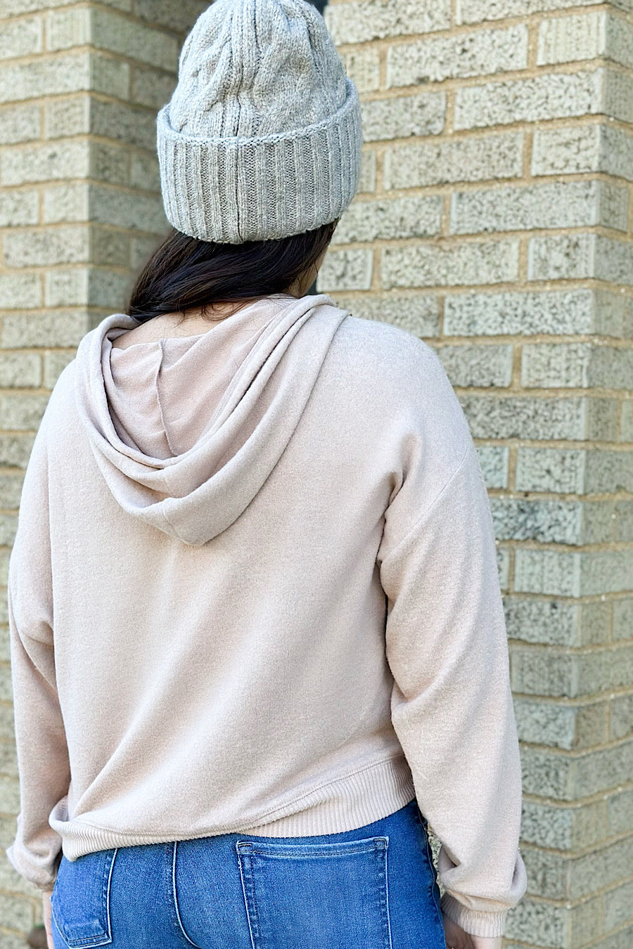 So Good Brushed Knit Hooded Sweater
