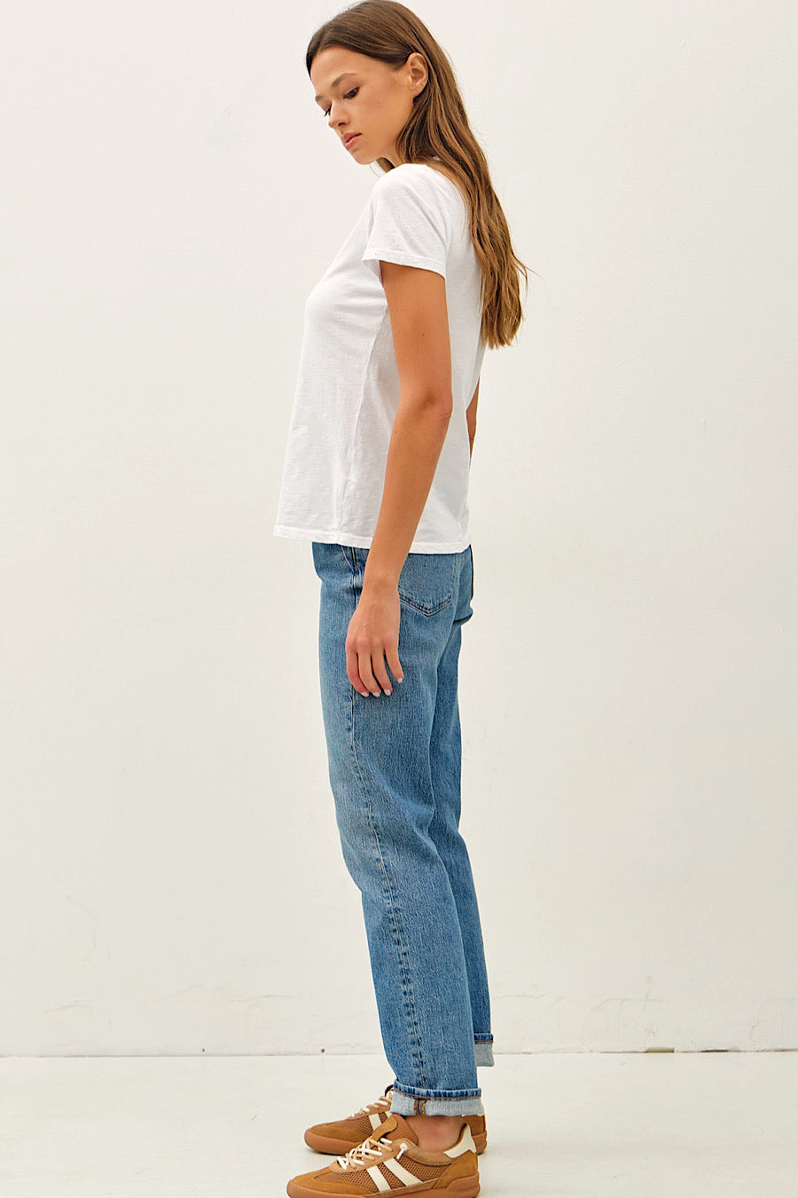 Crew Cotton Slub T-Shirt in White