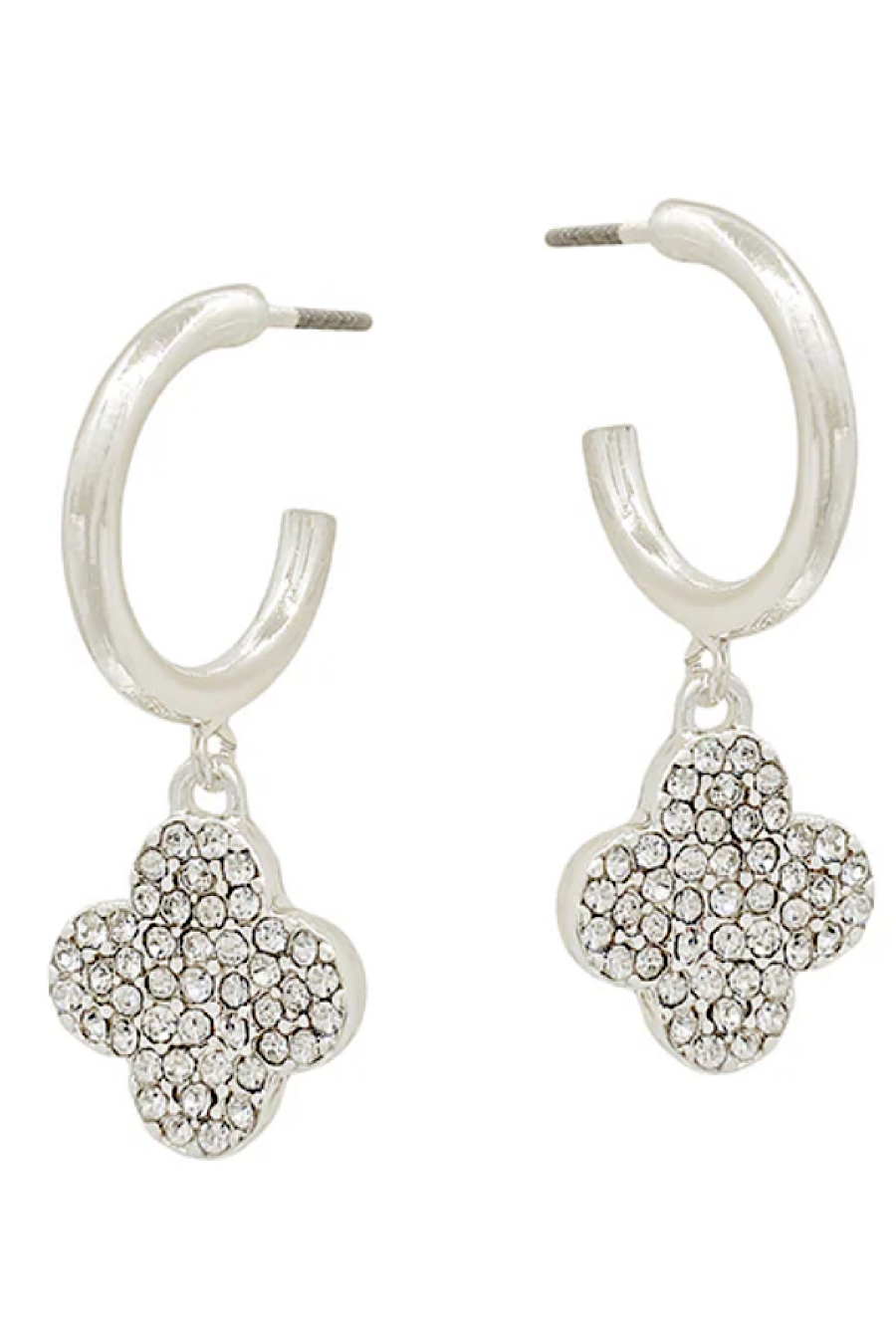 Clover Rhinestone Huggie Earrings