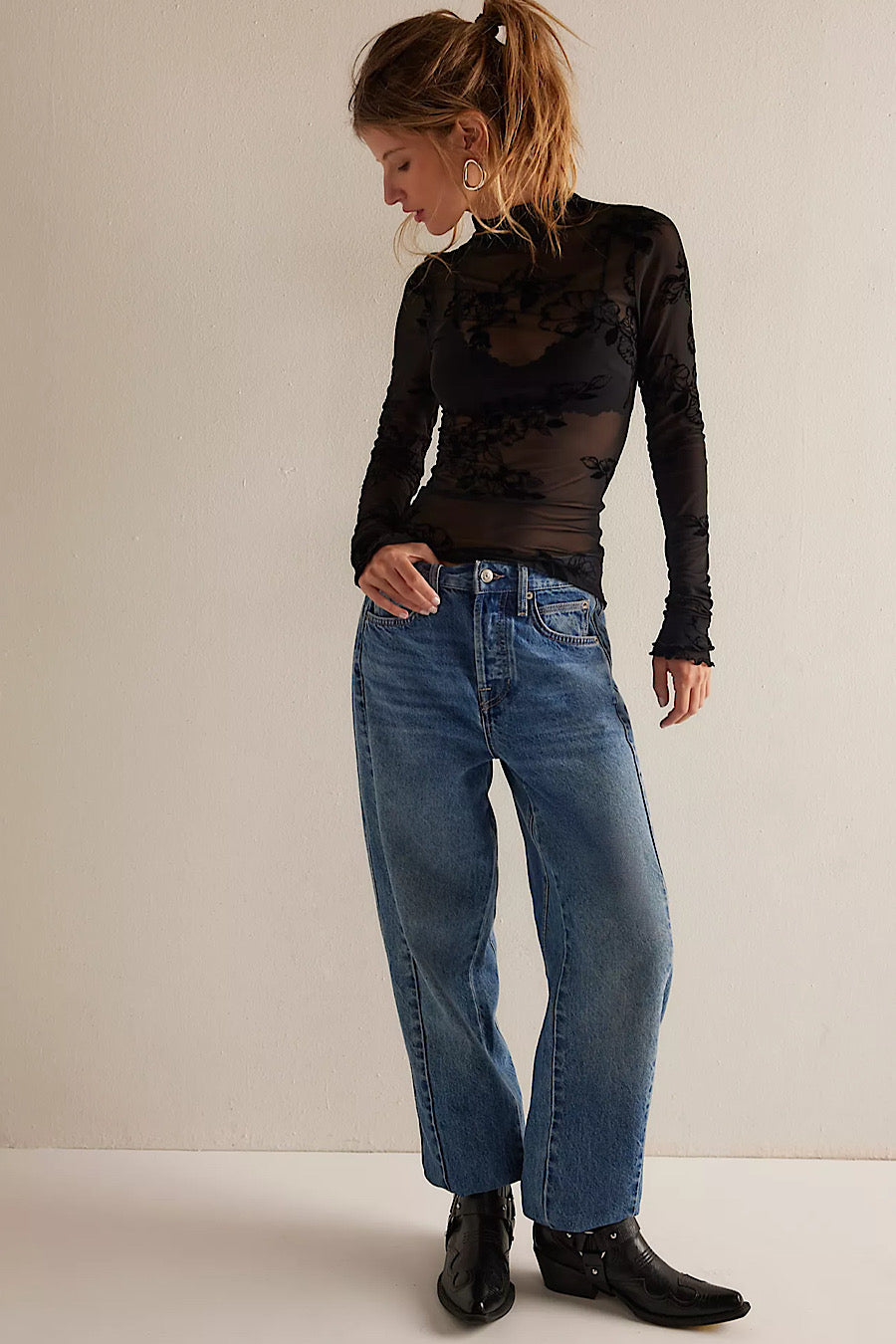 Free People You Decide Mesh Top Black