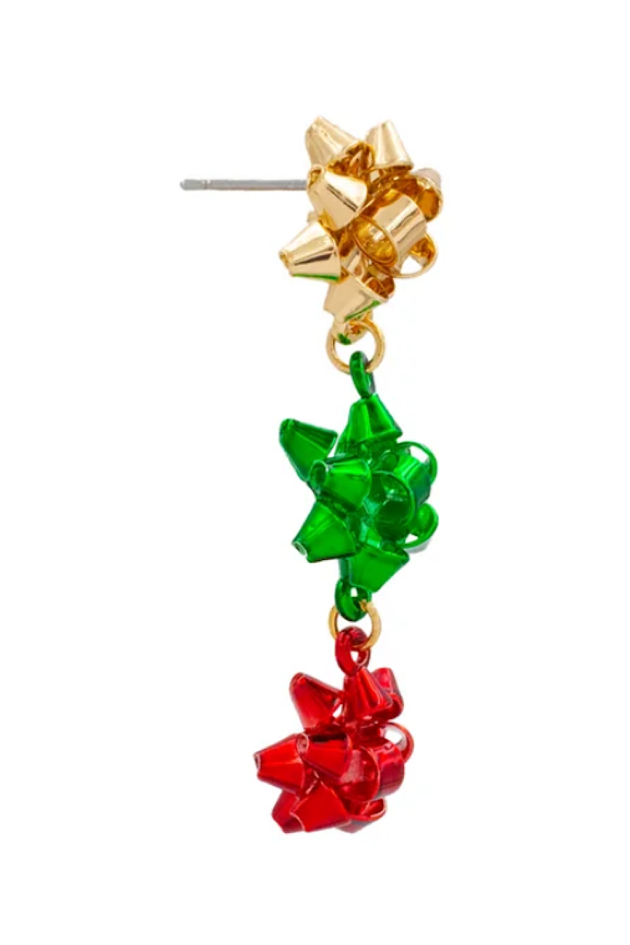 Christmas Bow Earrings Red, Green & Gold