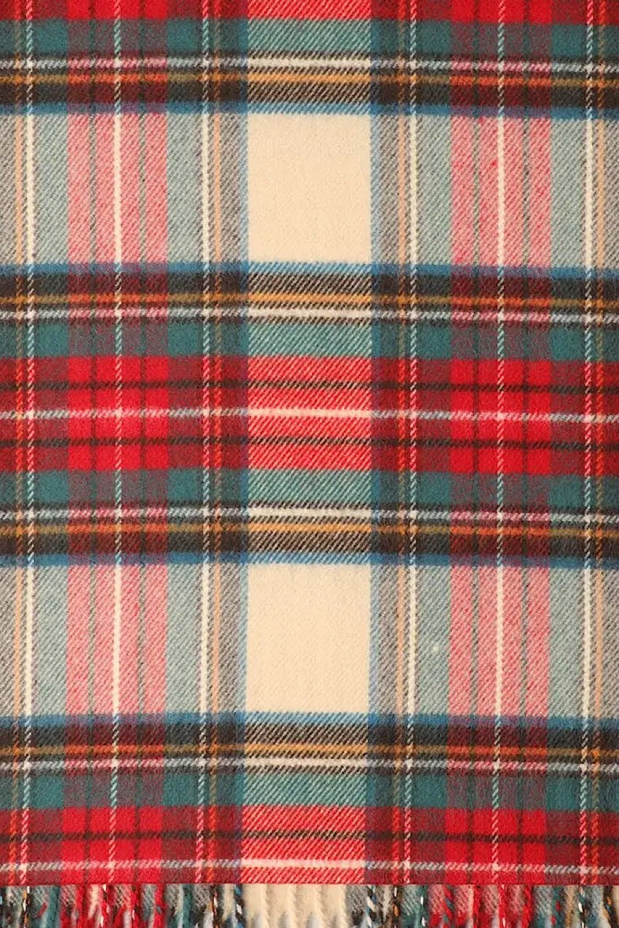 Traditional Christmas Plaid Scarf in Ivory, Red or Grey