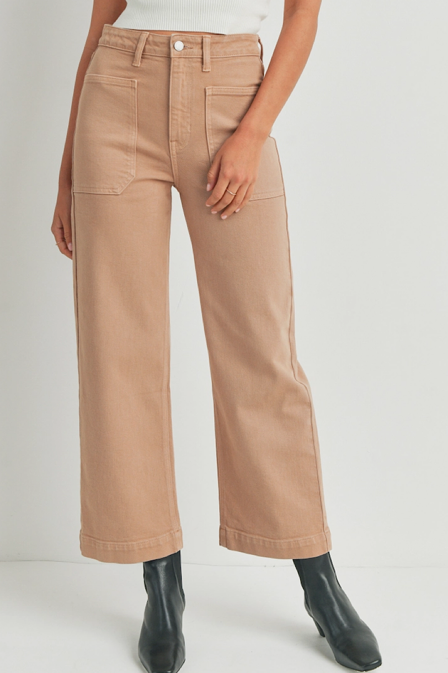 Utility Wide Leg Jeans Latte