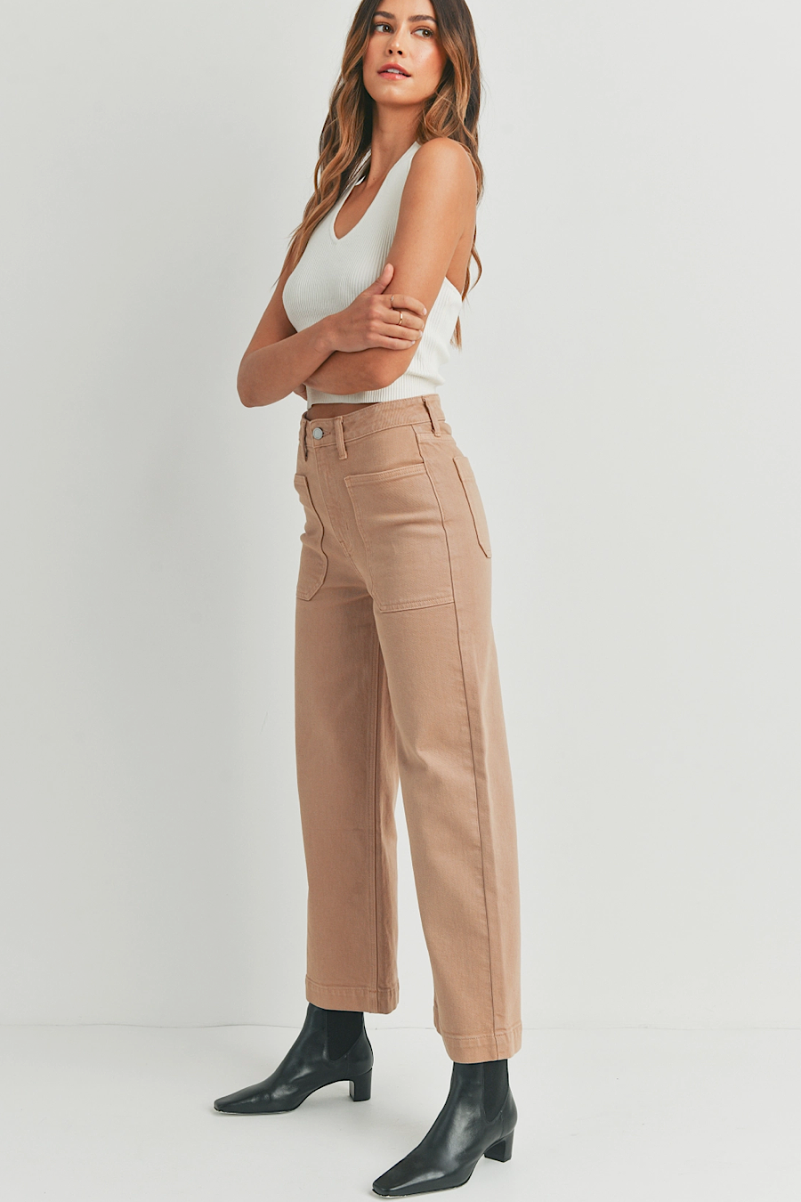 Utility Wide Leg Jeans Latte