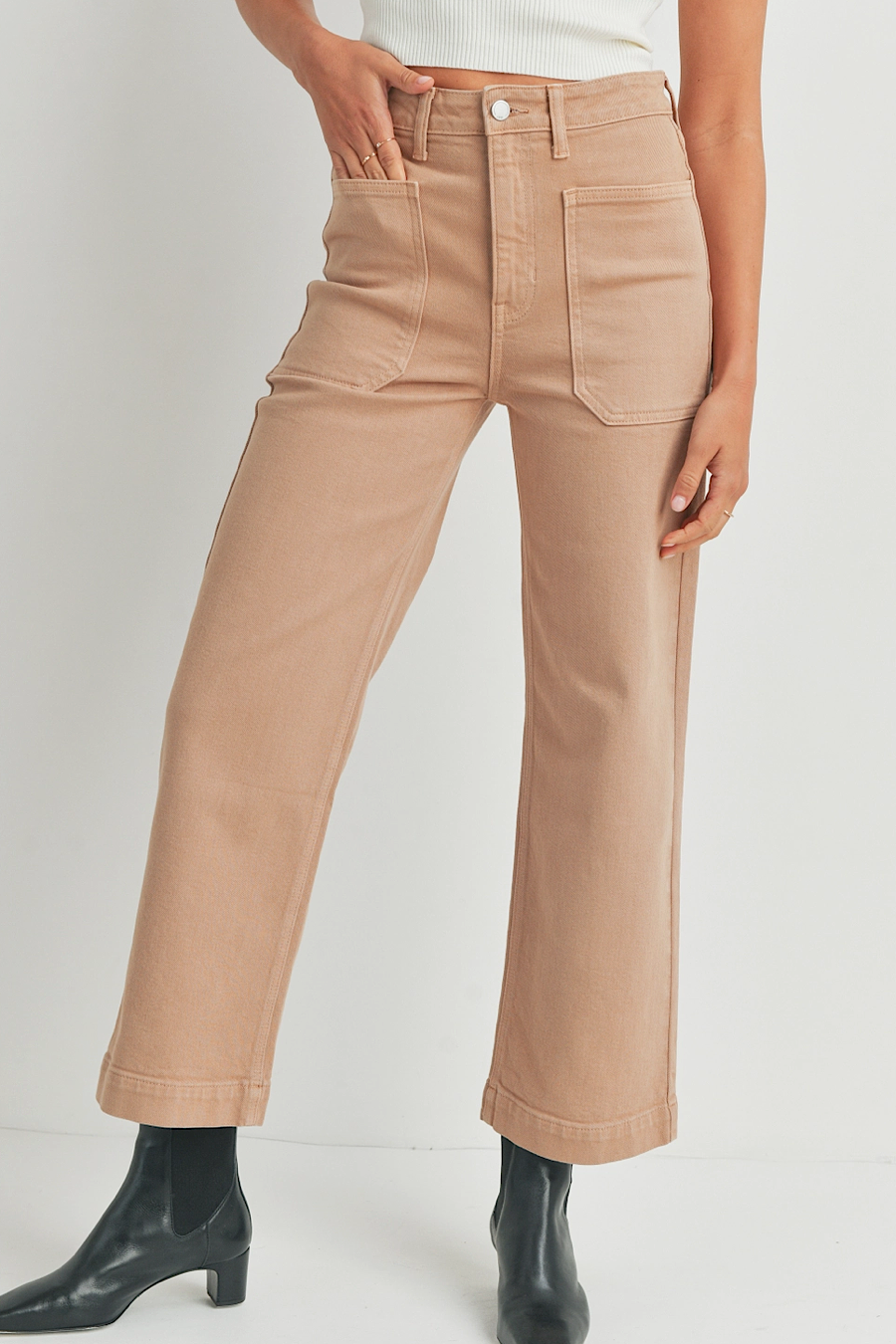 Utility Wide Leg Jeans Latte