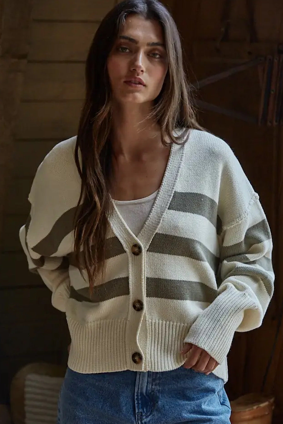 In a Pickle Stripe Cardigan Sweater