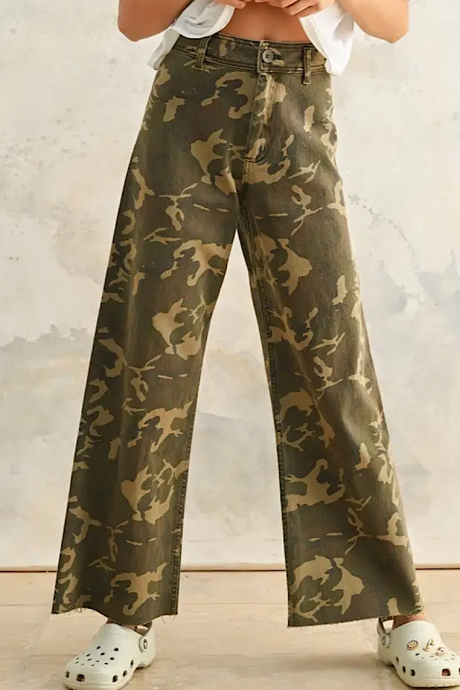 In the Woods Camo Print Wide Leg Pants