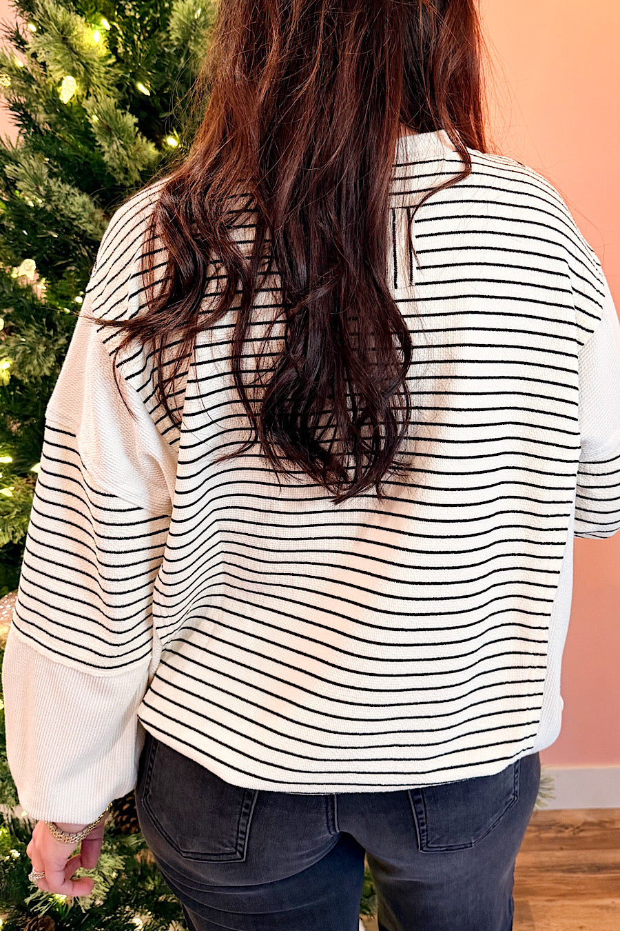 Sherona Contrast Panel Striped Sweatshirt
