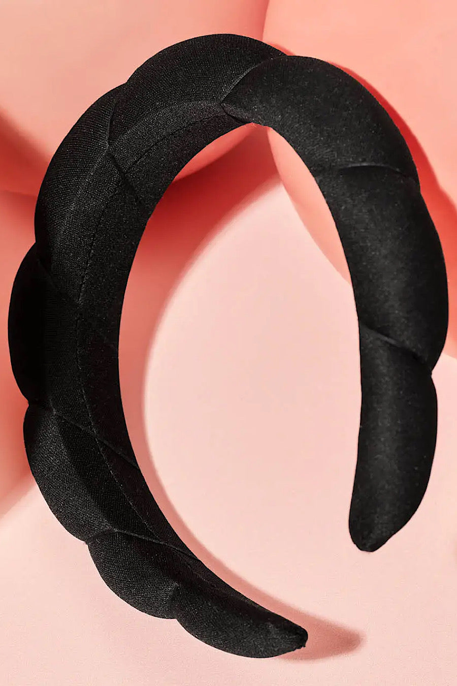 Kitsch Fabric Puffy Scalloped Headband Black