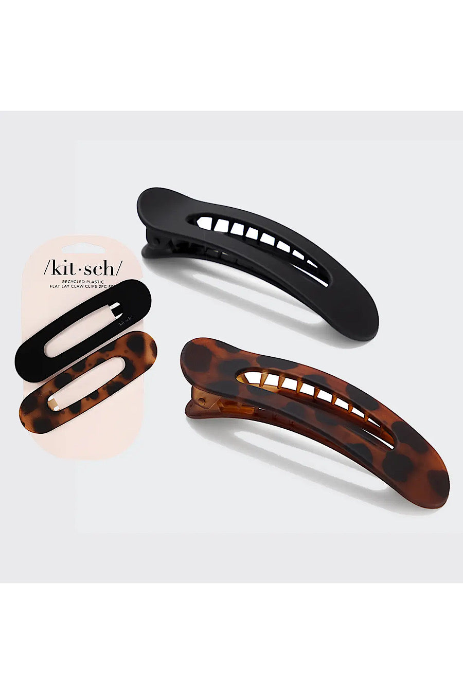 Kitsch 2pc Flat Lay Hair Claw Clip Set Black & Tort