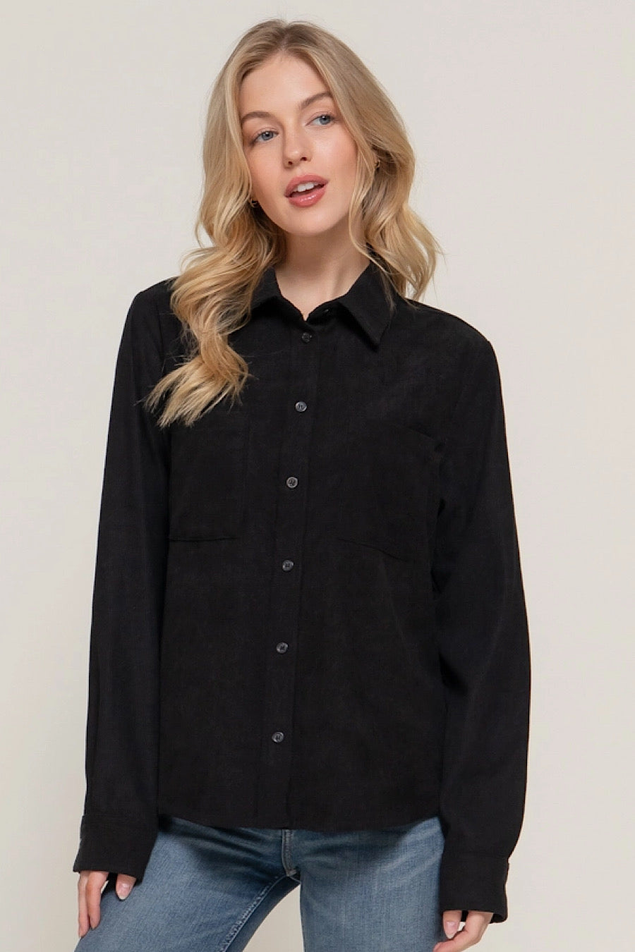 DOOR BUSTER! Corduroy Black Shirt