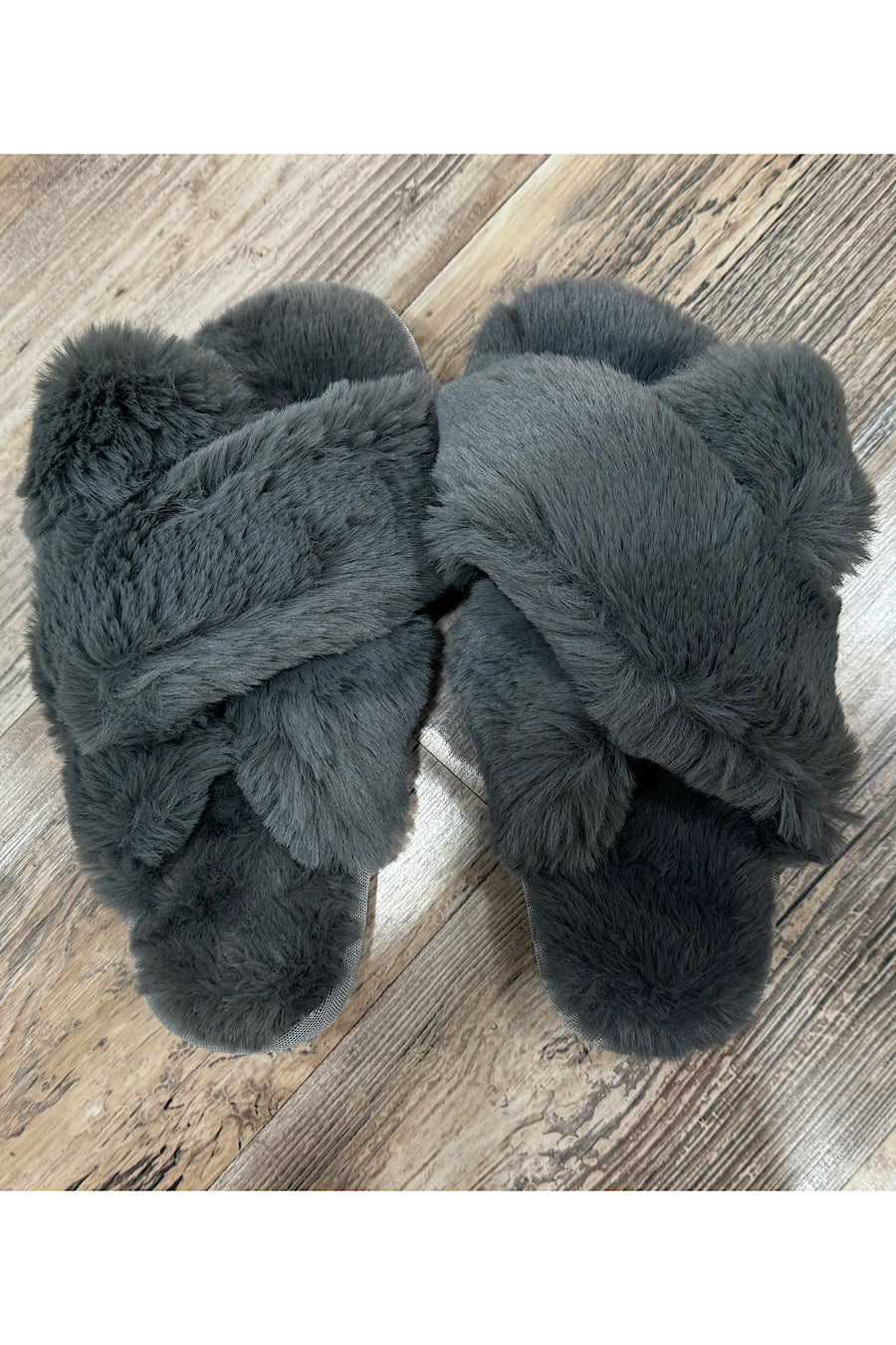 Dreamland Fuzzy Dark Grey Slippers