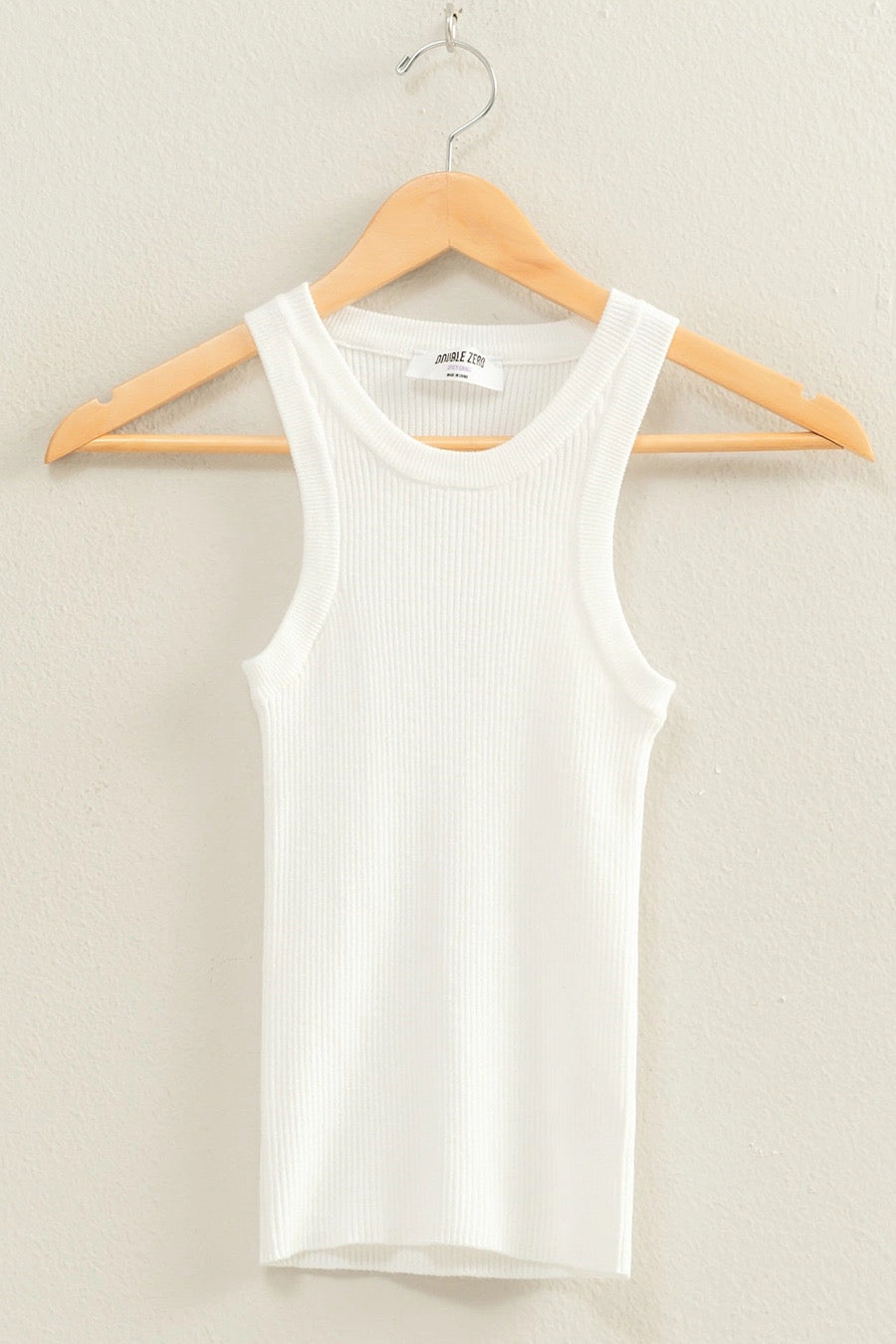 Ribbed Knit Tank Top Off White