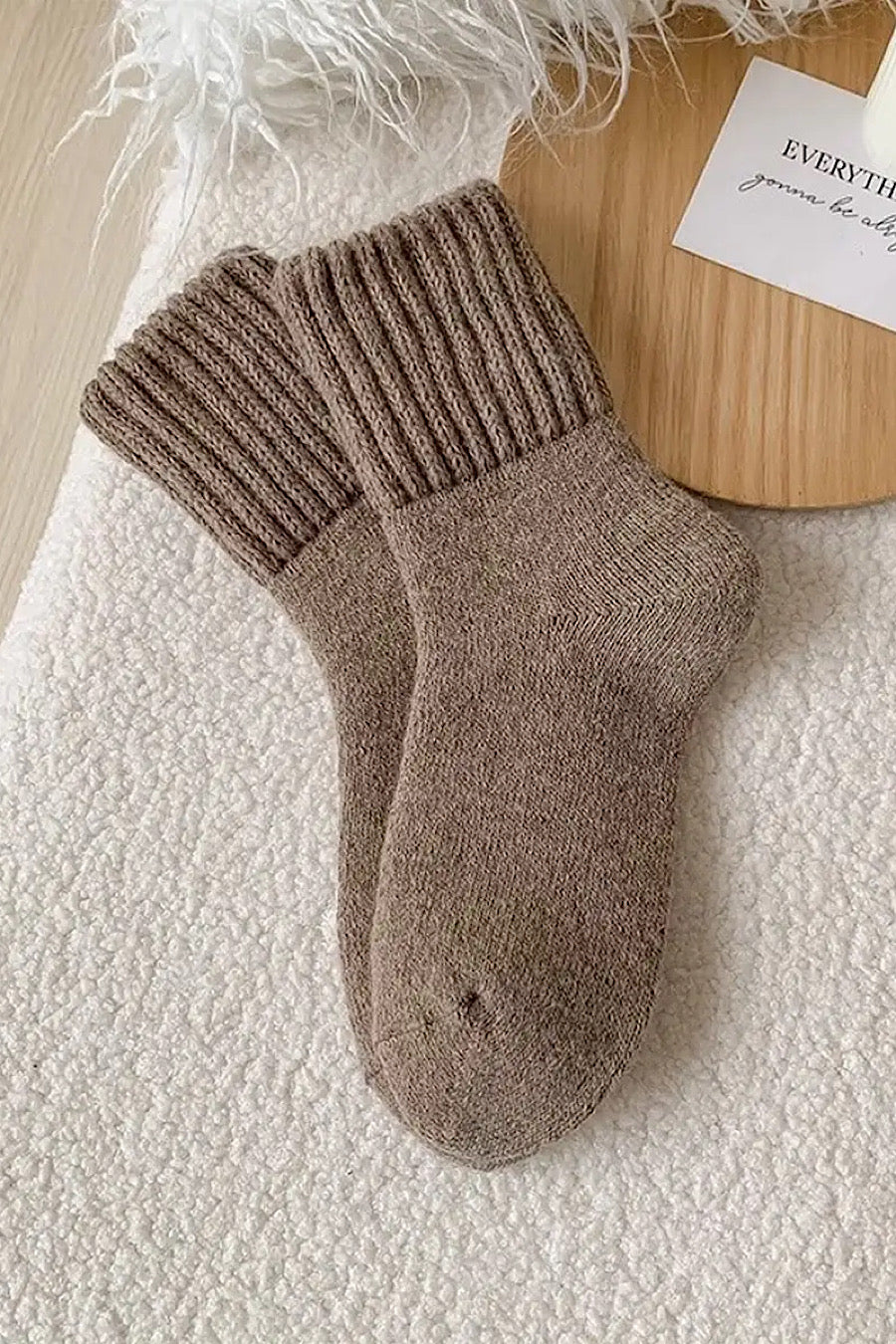 Thick Crew Socks in Khaki or Dark Coffee