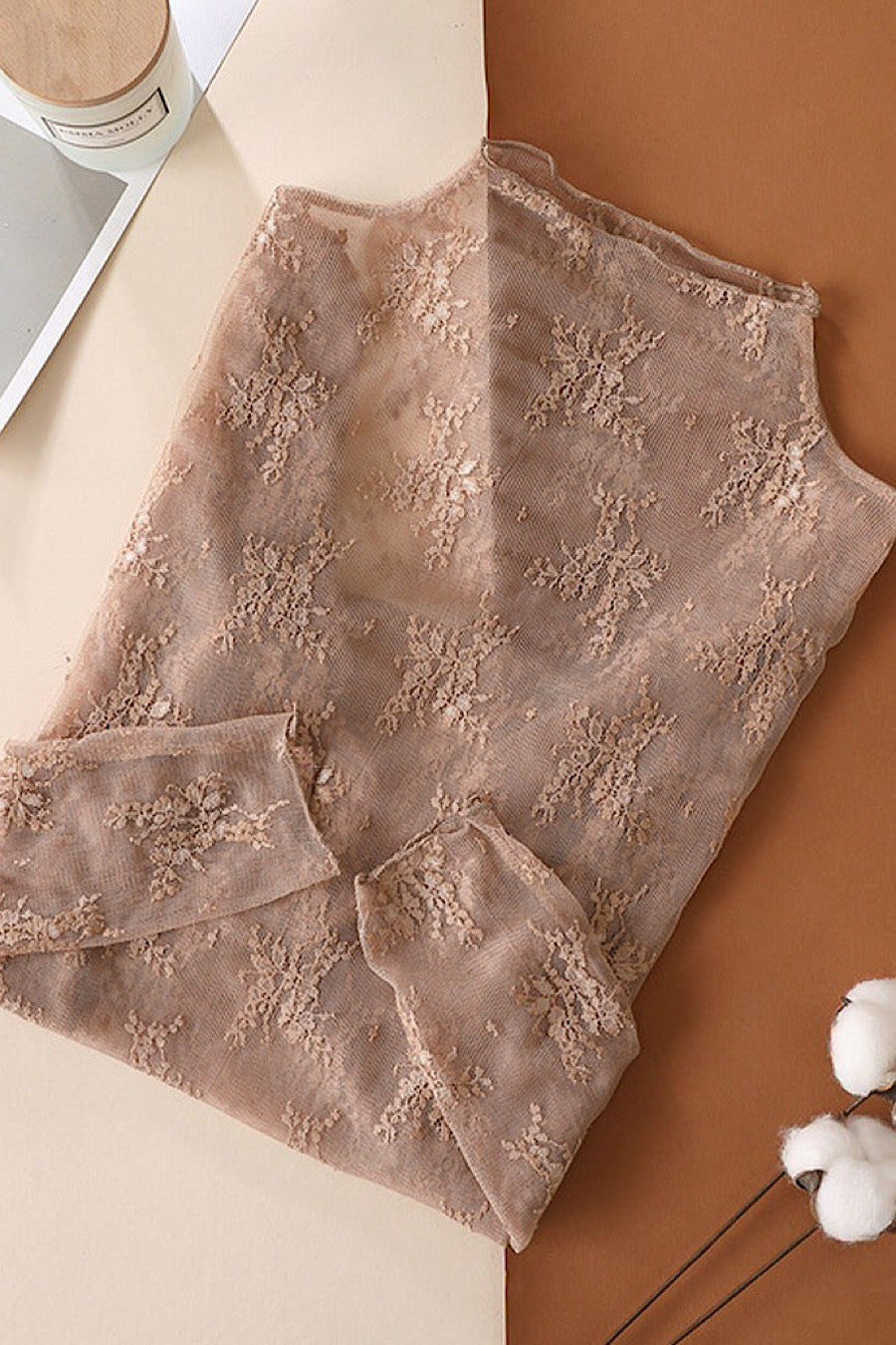 Western Sand Sheer Lace Layering Top