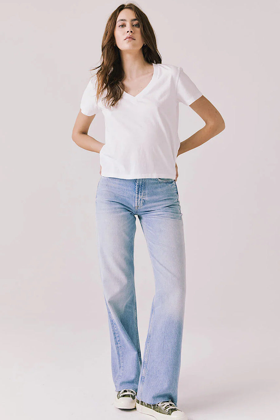 Chaser Brand Gimlet White Cotton V-Neck Tee