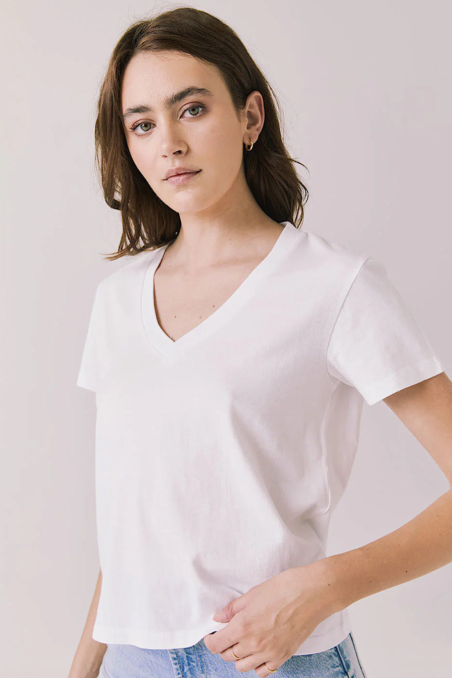 Chaser Brand Gimlet White Cotton V-Neck Tee