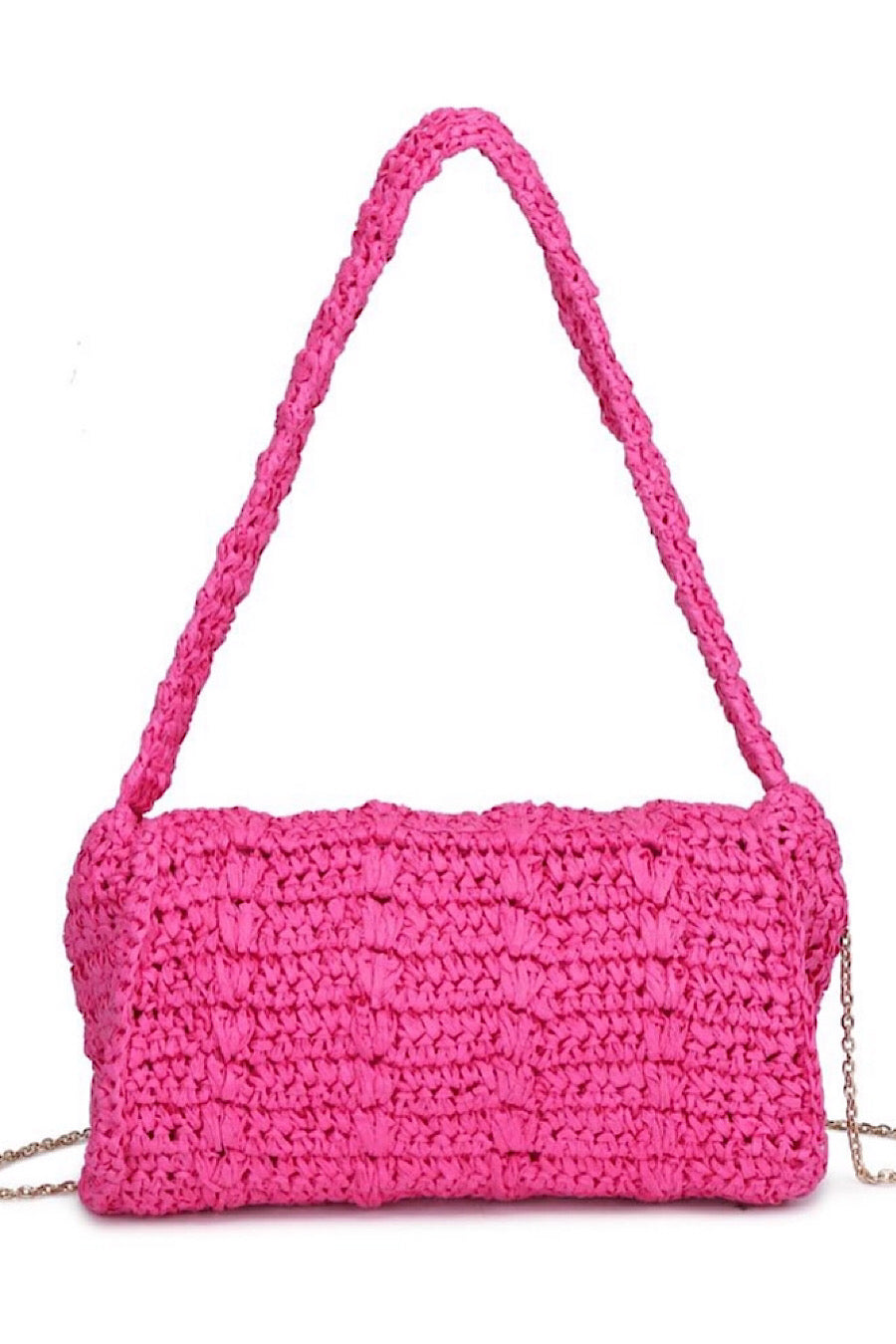 Anika Raffia Crossbody Bag in White or Pink.
