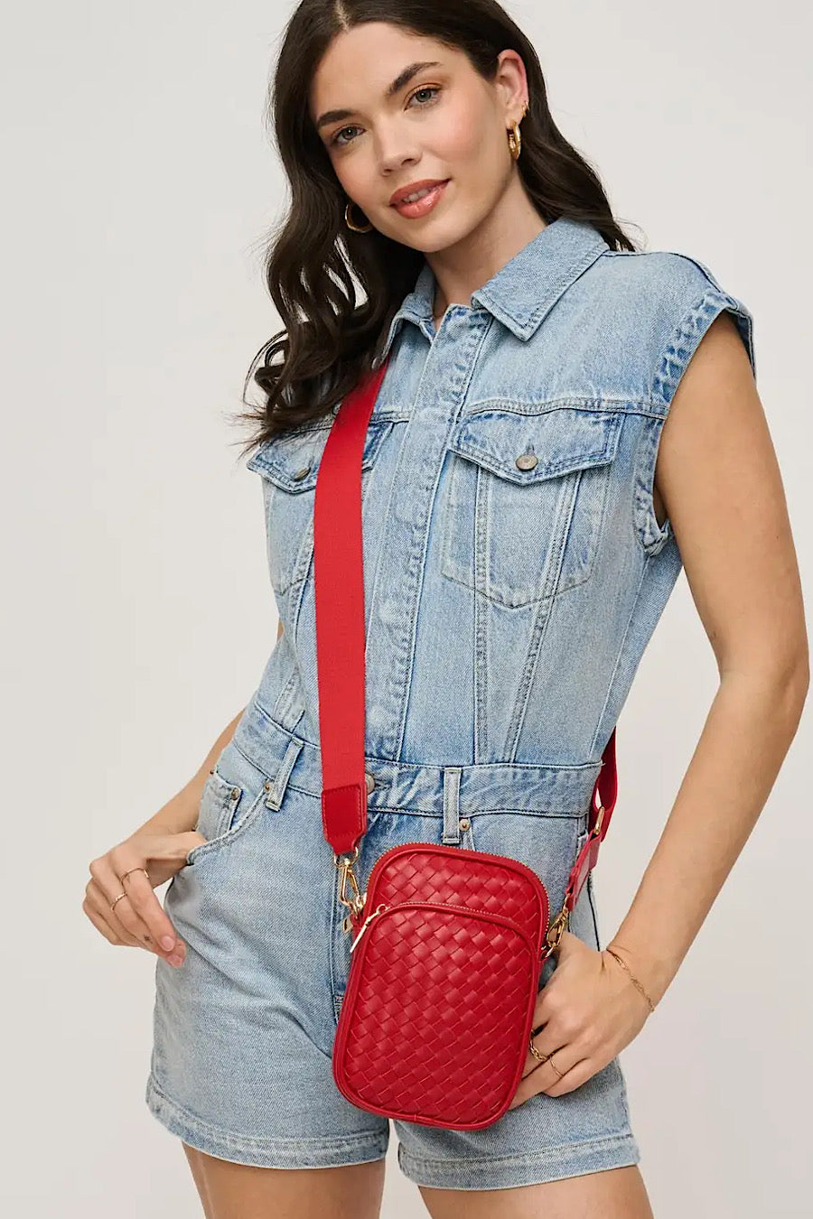 Celeste Woven Crossbody Bag Red