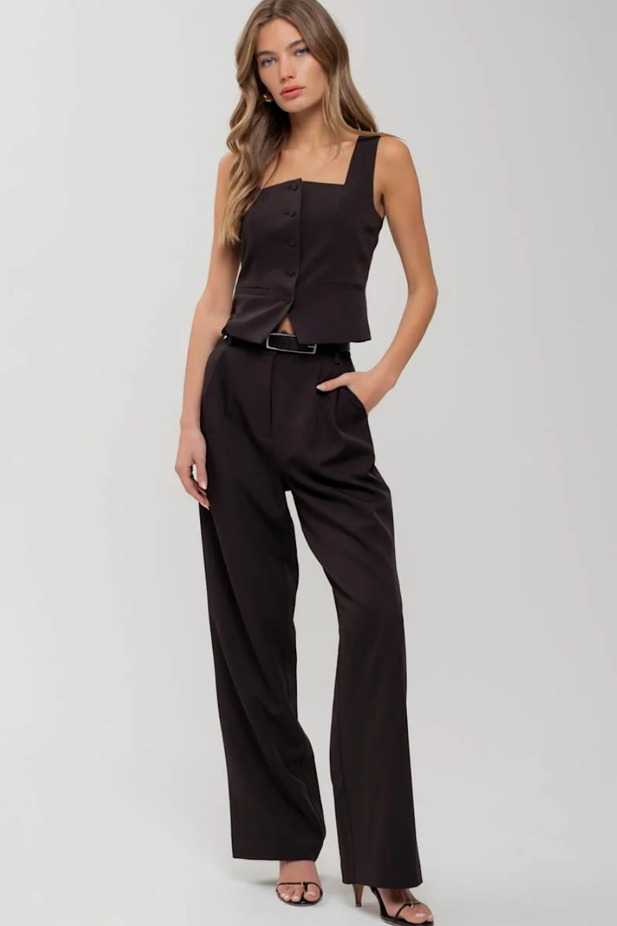Blizten Pleated Wide Leg Dress Pants