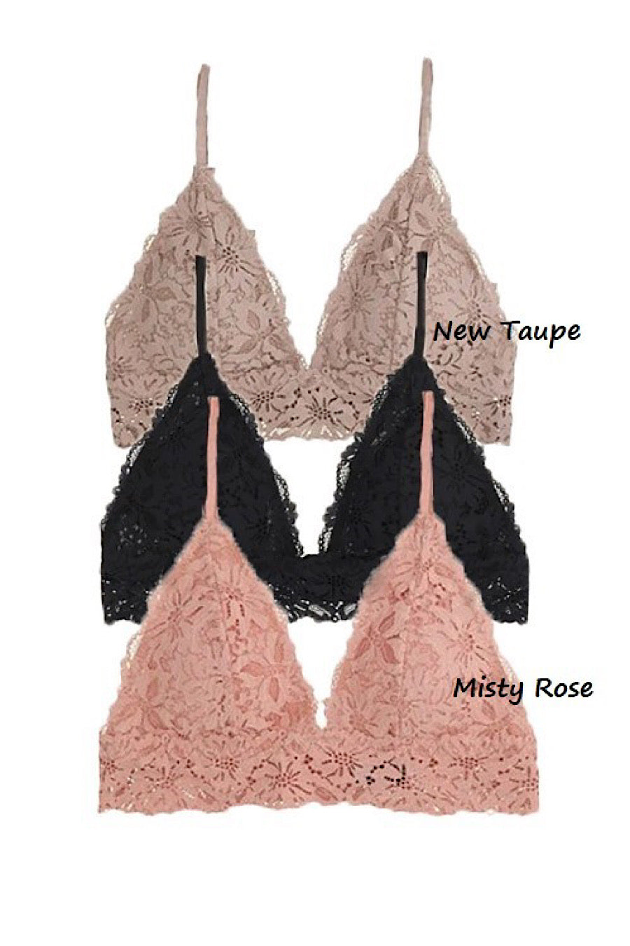 Lace Deep V Bra in White or Black