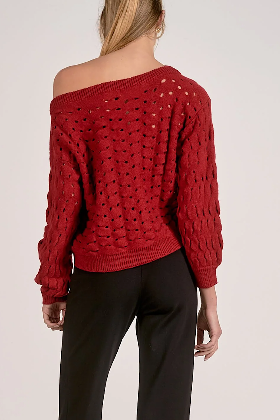 Adrienne Open Knit Sweater Red