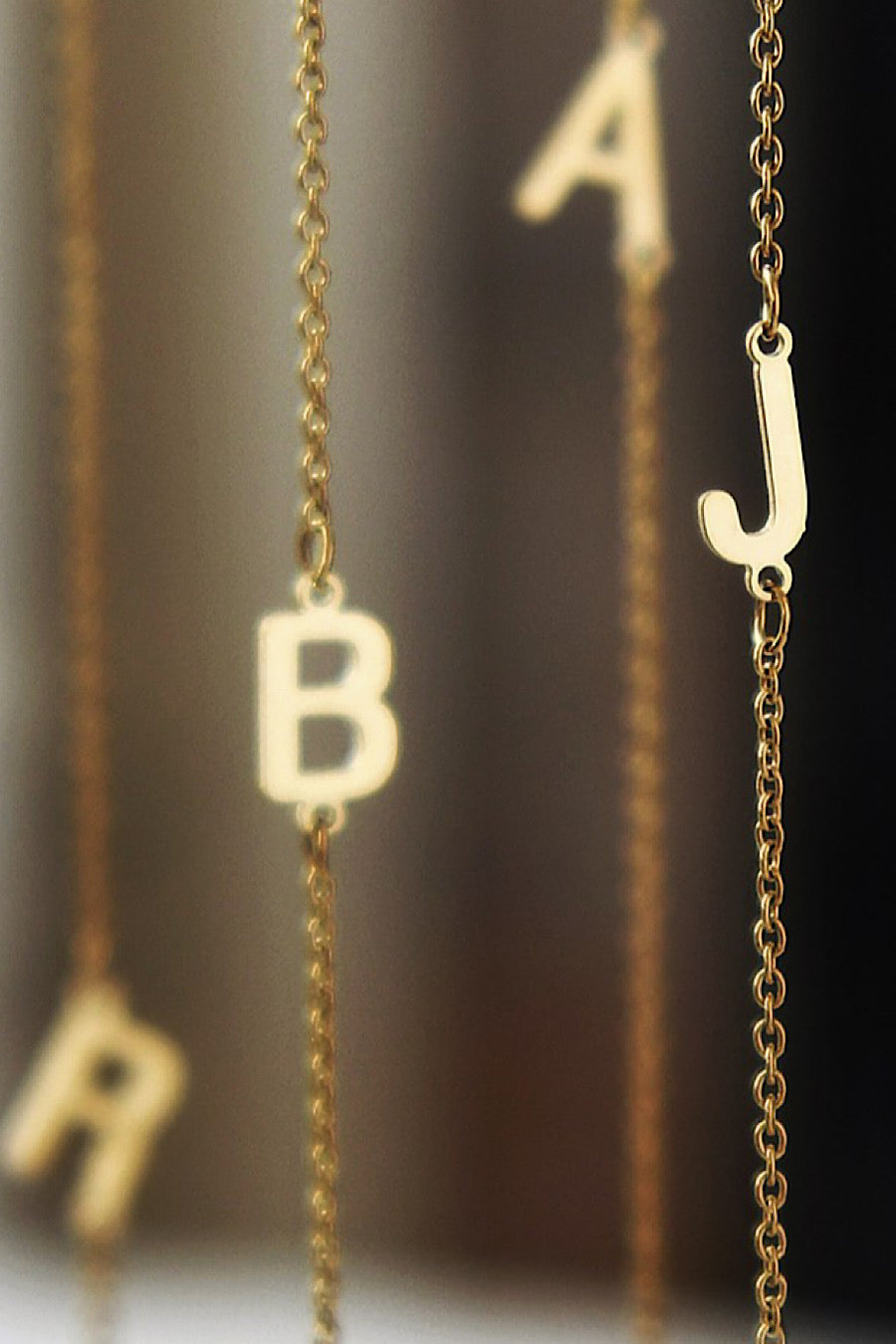 Sideway Dainty Initial Necklace Gold