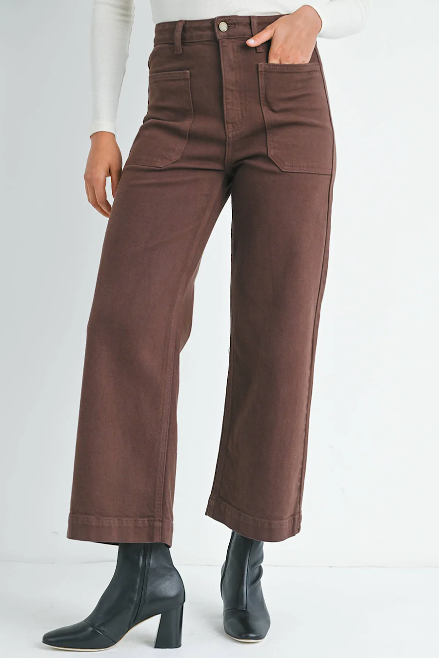 Utility Wide Leg Jeans Expresso Brown