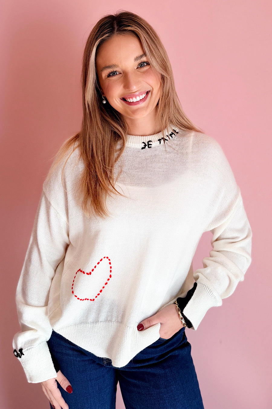 Je t’aime Love Embroidered Sweater