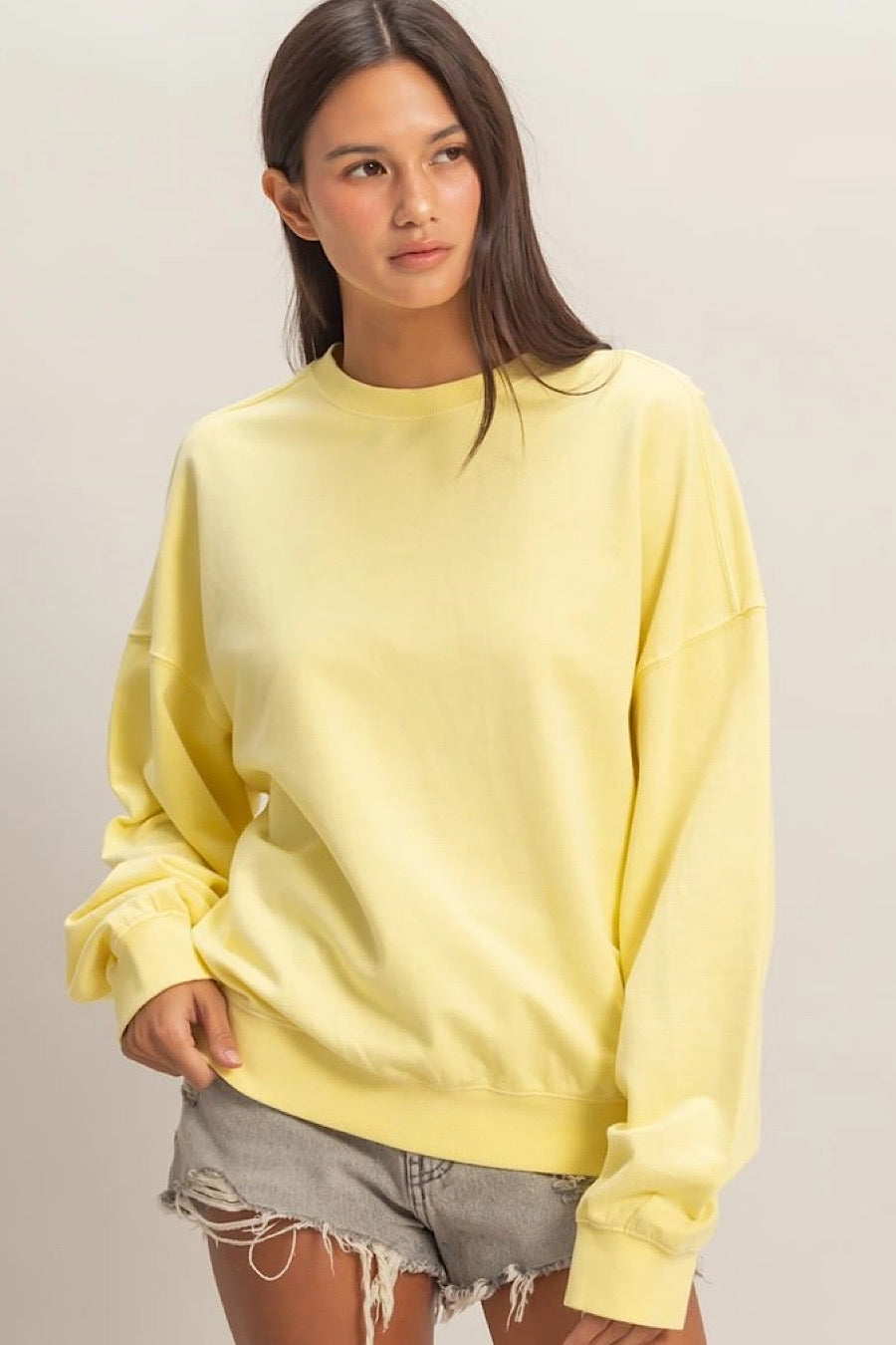 Hello Sunshine Cotton Sweatshirt Yellow
