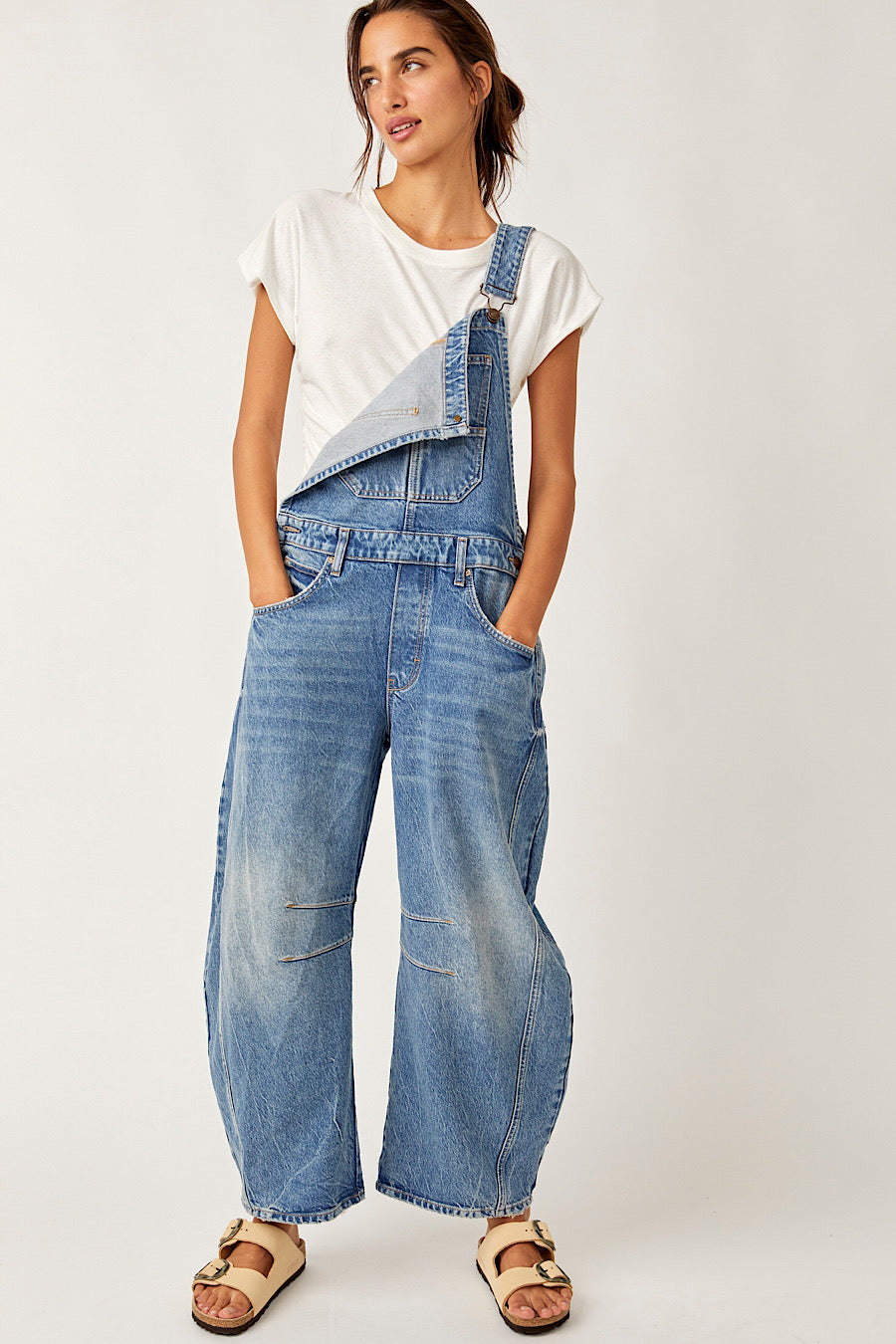 Free People Good Luck Barrel Overall Jeans