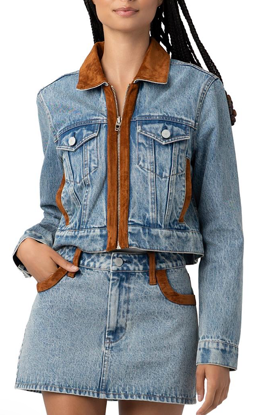Blank NYC Rodeo Drive Suede & Denim Jacket