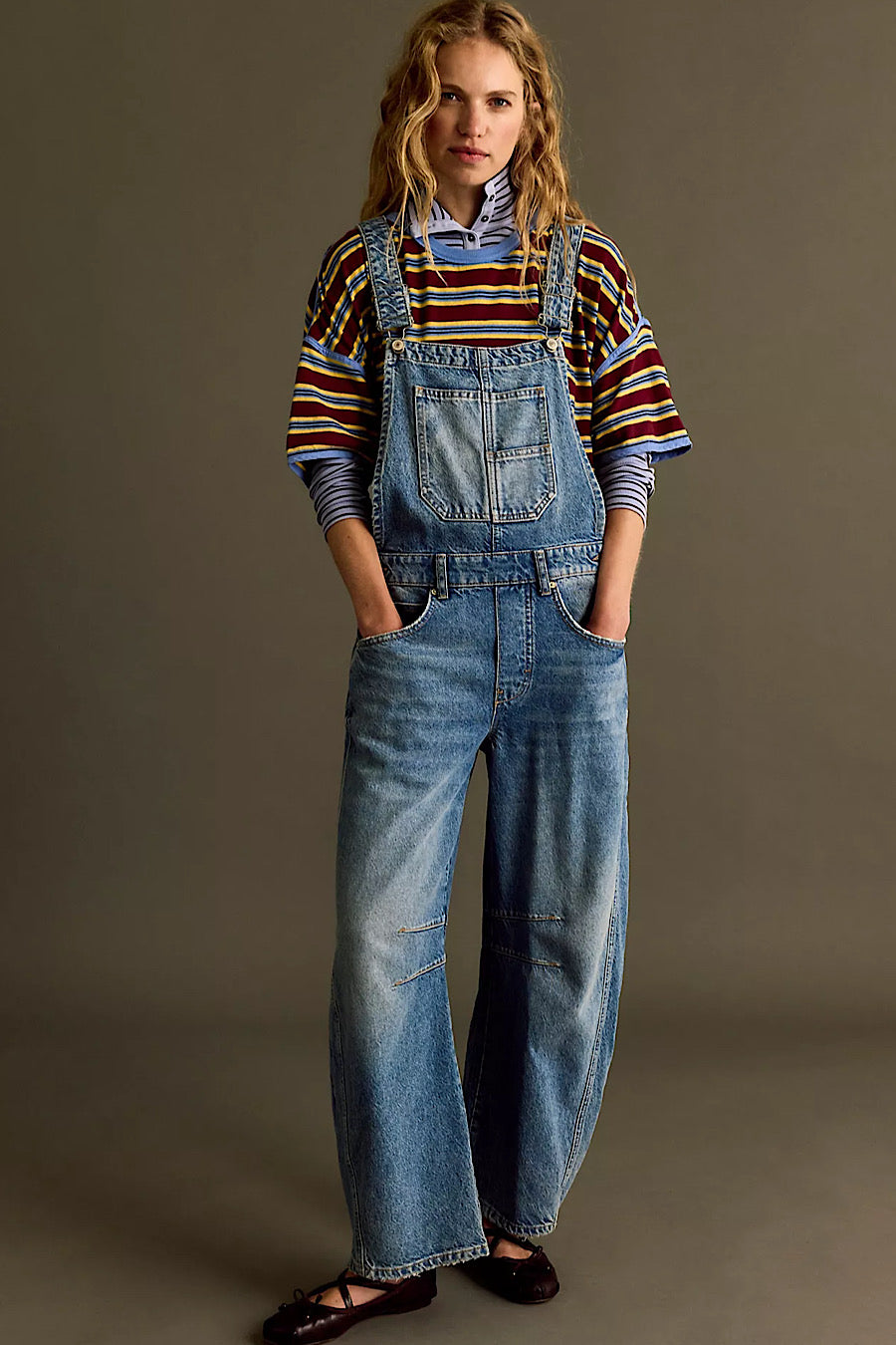 Free People Good Luck Barrel Overall Jeans