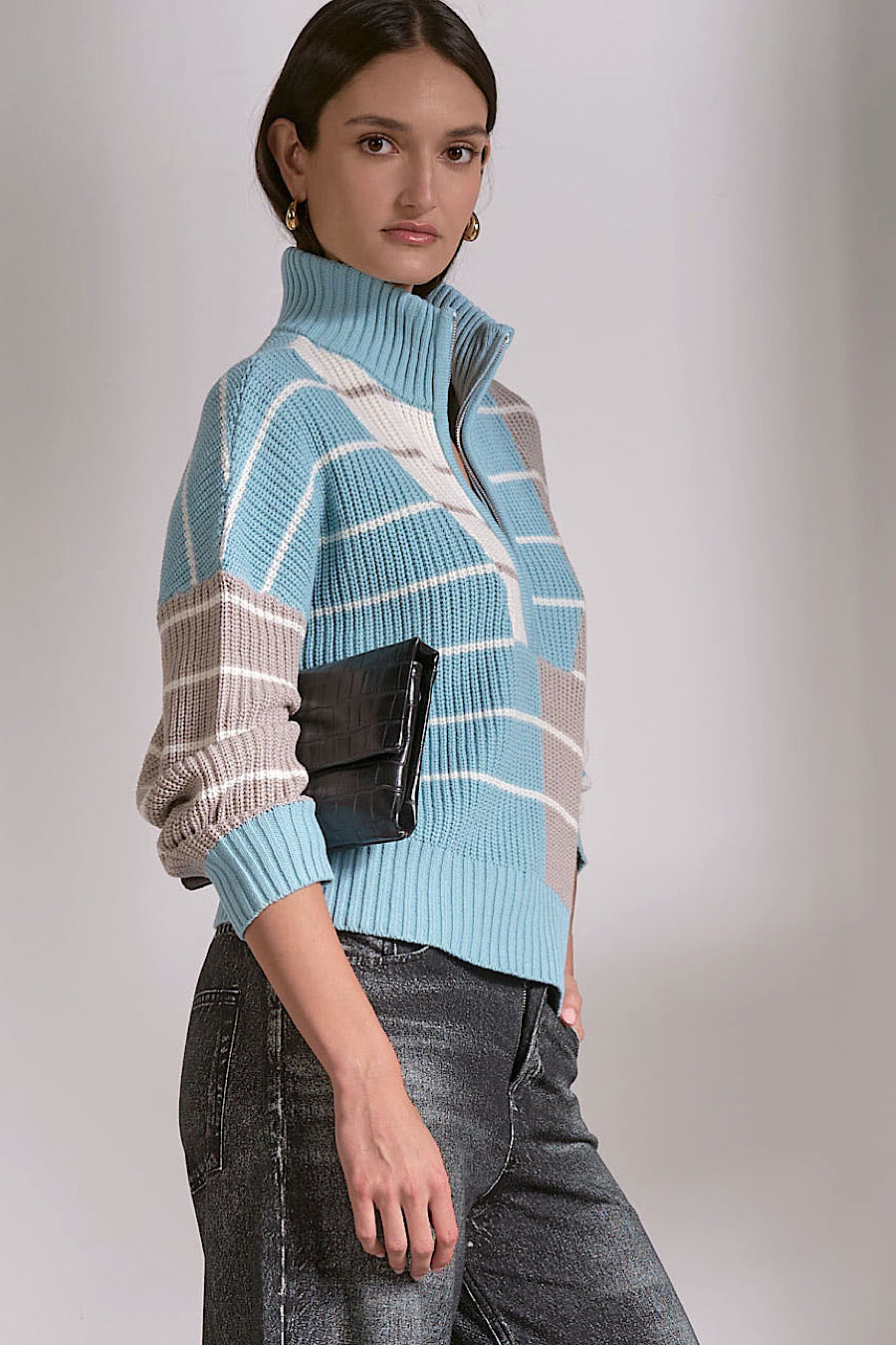 Carlton Zip Collar Pullover Sweater