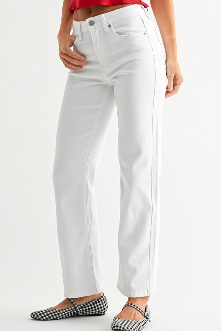 Sunday Drive Straight Leg White Jeans