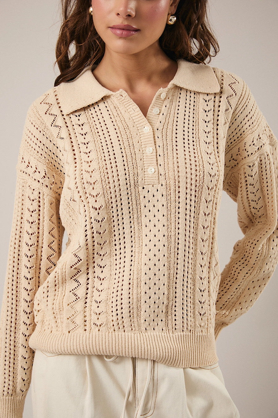 Start Me Up Crochet Open Knit Top
