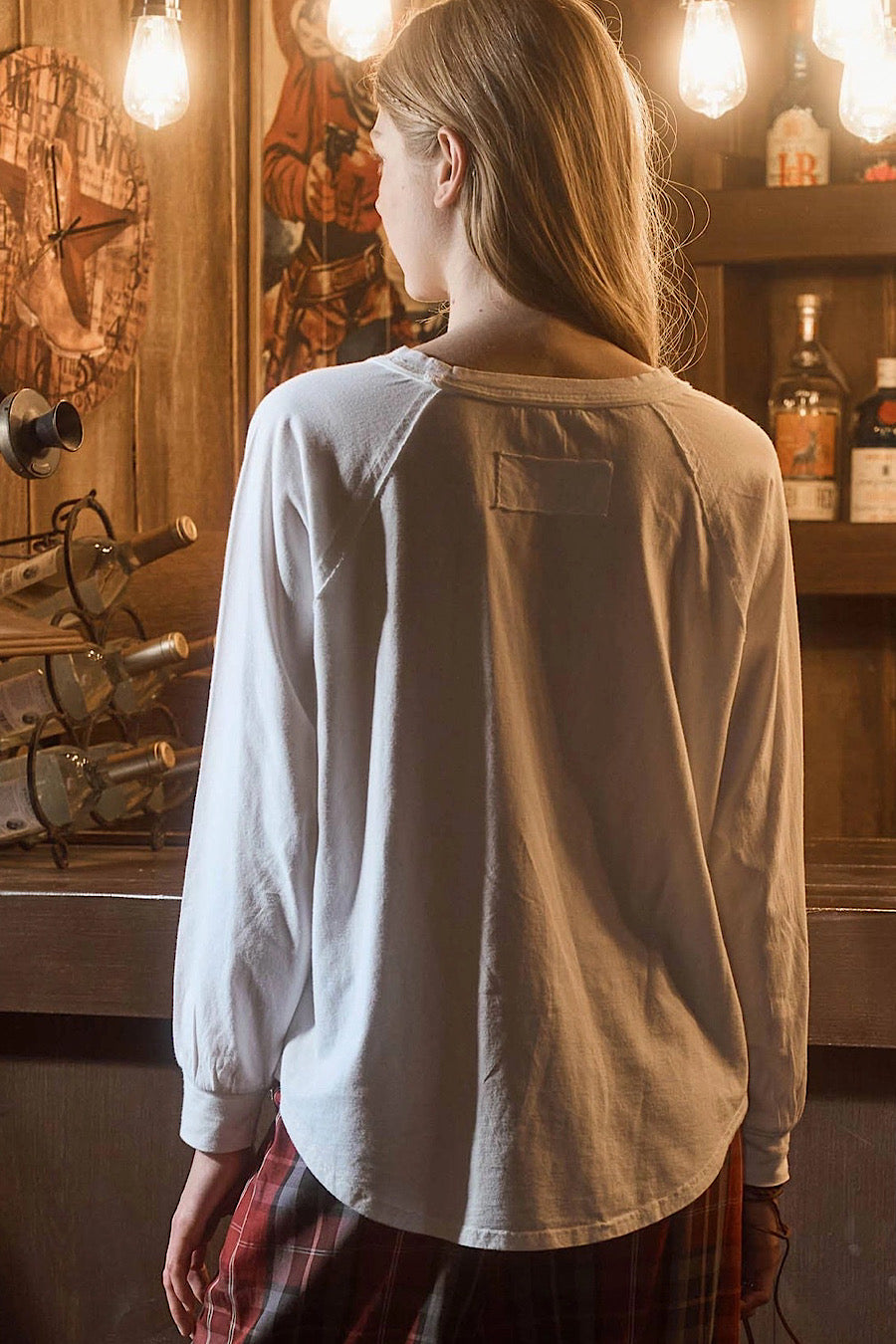 USA Raglan Long Sleeve Tee White