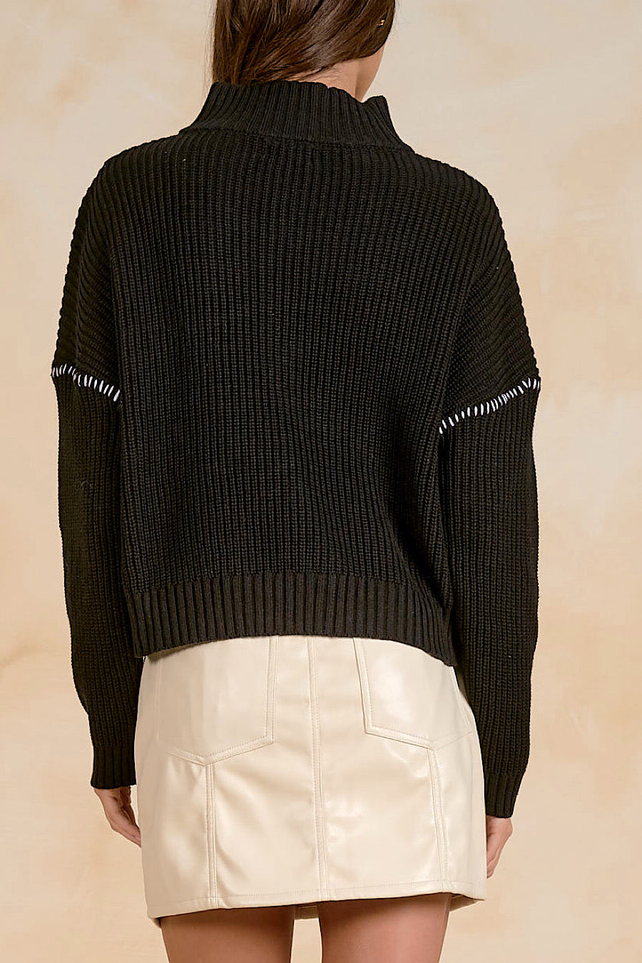 First Edition Stitched Zip Collar Sweater
