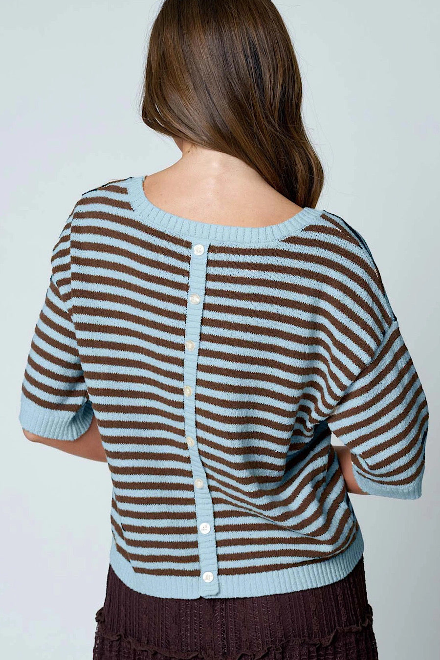 Chill Whispers Striped Button Back Top