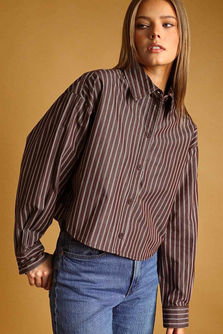 Flip the Switch Striped Cropped Shirt
