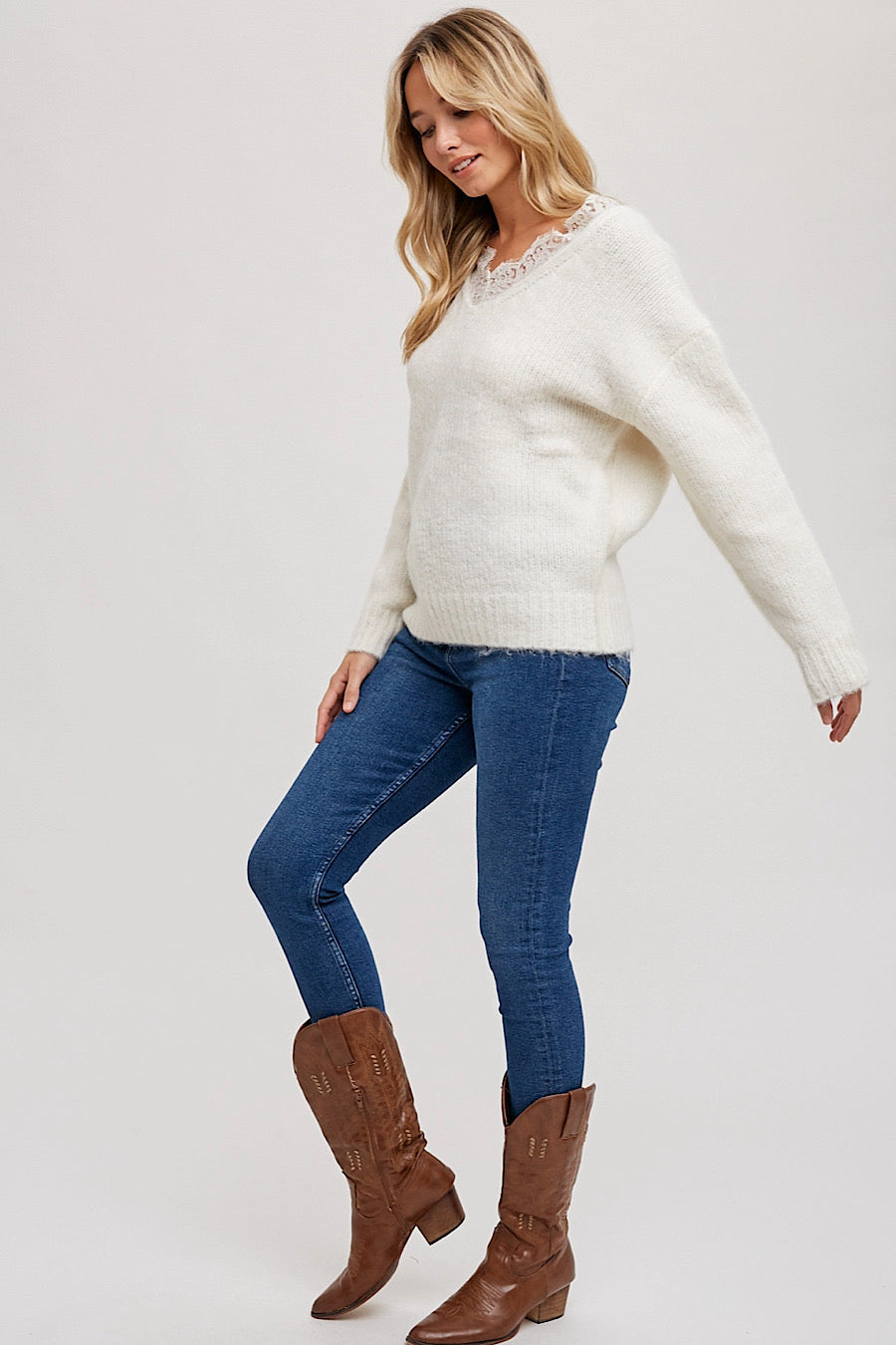 All About Me Lace Trim Sweater