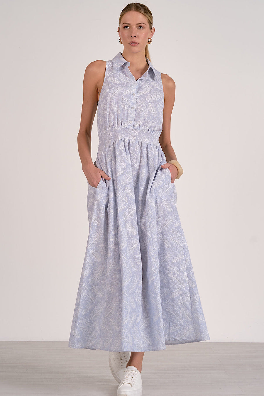 Tropic Like its Hot Blue Shirt Dress