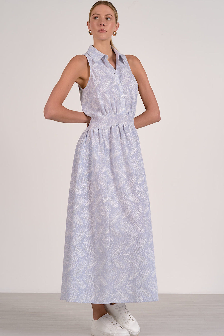 Tropic Like its Hot Blue Shirt Dress