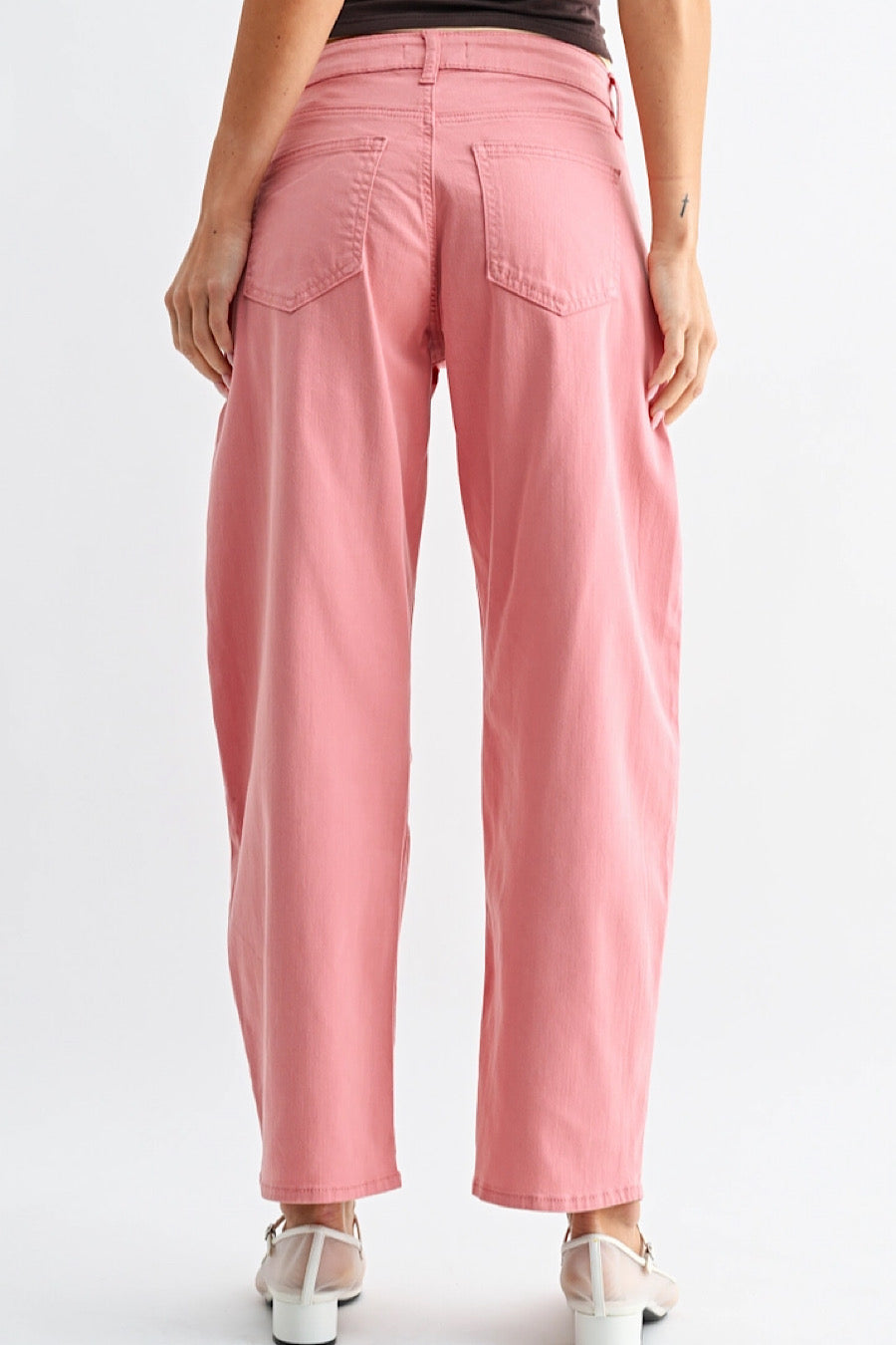 Think Pink Twill Stretch Barrel Jeans