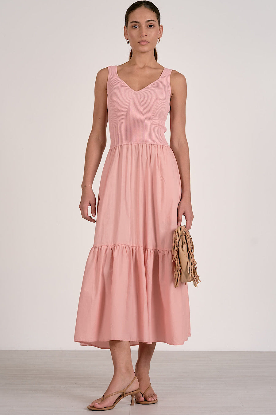 Rhodes Mixed Media Maxi Dress Melon